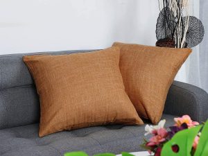 Linen Square Pillowcase 18x18 inches, Orange Decorative Cushion Cover