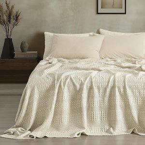 Stonewashed Waffle Cool Blanket, Extra Large, Bamboo Blend Summer Blanket