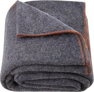 Wool Camping Blanket, Large Warm Stadium Blanket, Flame Retardant, Great for Outdoors, Picnics, Hiking, Sports Events, Travel, Car & Bushcraft Survival Kits, 64" x 88", Light Grey Wool Blankets