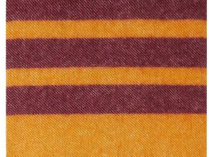 New Zealand Virgin Wool Throw Blanket, Indoor & Outdoor Blankets and Throws, Striped Soft Blanket with Fringes, 55 x 79 in (140 x 200 cm), Mustard Red