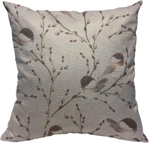 Blue Floral Cotton Linen Pillowcase 18x18 inches