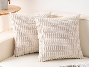 Beige Patchwork Corduroy Pillowcase 18x18 inches