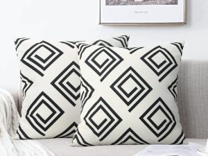 Bird and Leaf Pattern Cotton Linen Pillowcase 18x18 inches