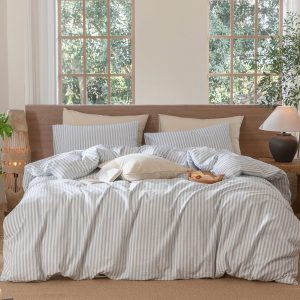 Striped Duvet Cover Set (100% Washed Cotton)