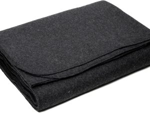 Wool Blanket - Soft, Durable, Warm, and Lightweight – No Frills - Perfect for Camping, Home, or Emergency Use - 64in x 88in (Charcoal)