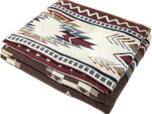 Alpaca Wool Throw Blanket, Native Design Wool Blanket, Throw Aztec Pattern Alpaca Wool Throw Blanket (Brown, Throw 78"x48")